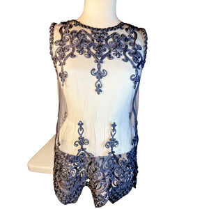 Sheer Black Top Lingerie M L Goth Avant Garde Sexy VIntage Dark Academia